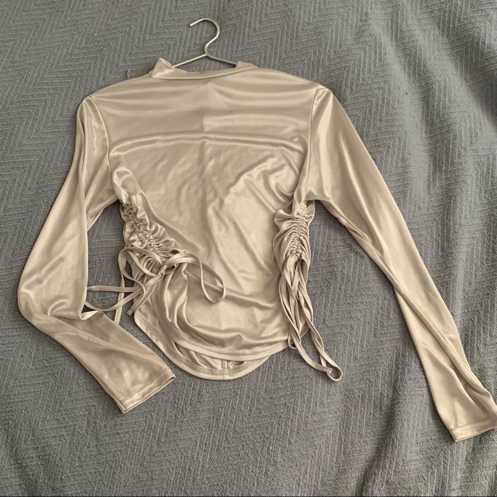 M long sleeve semi transparent grey top